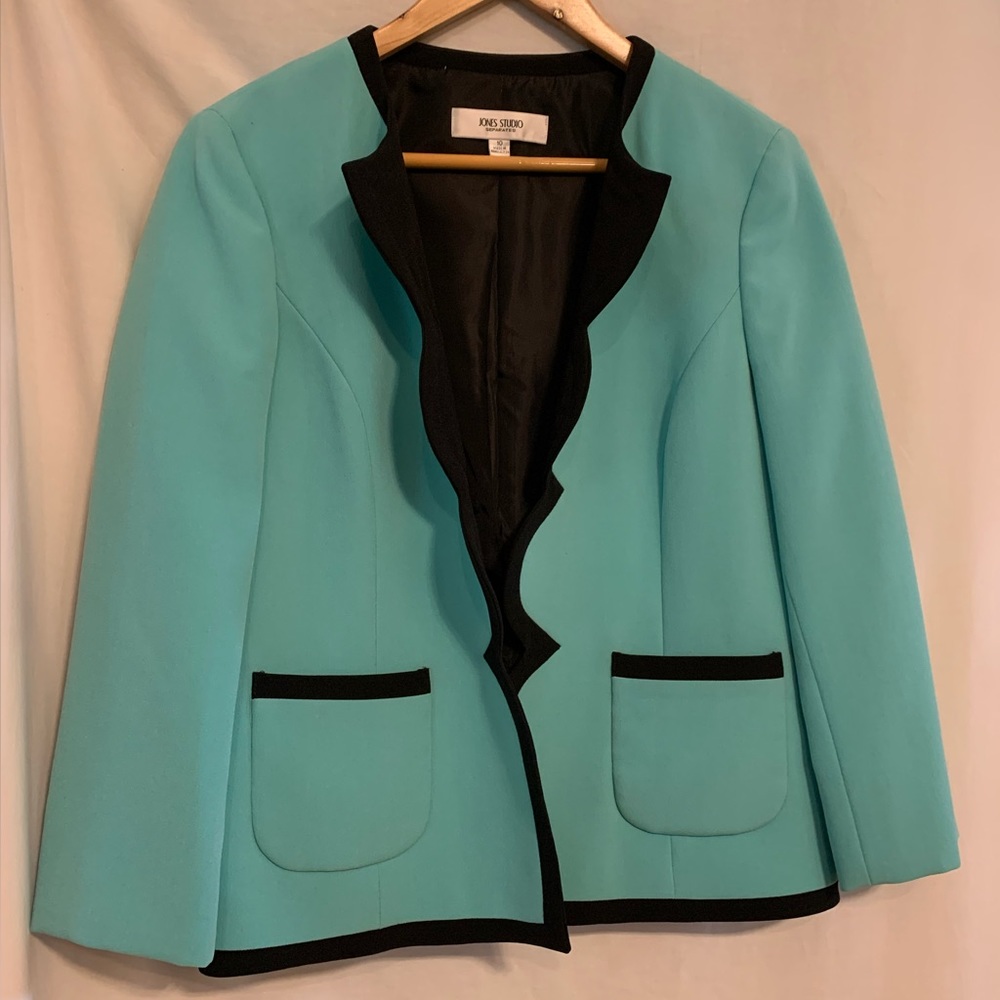Jones Studio Turquoise and Black Blazer Size 10